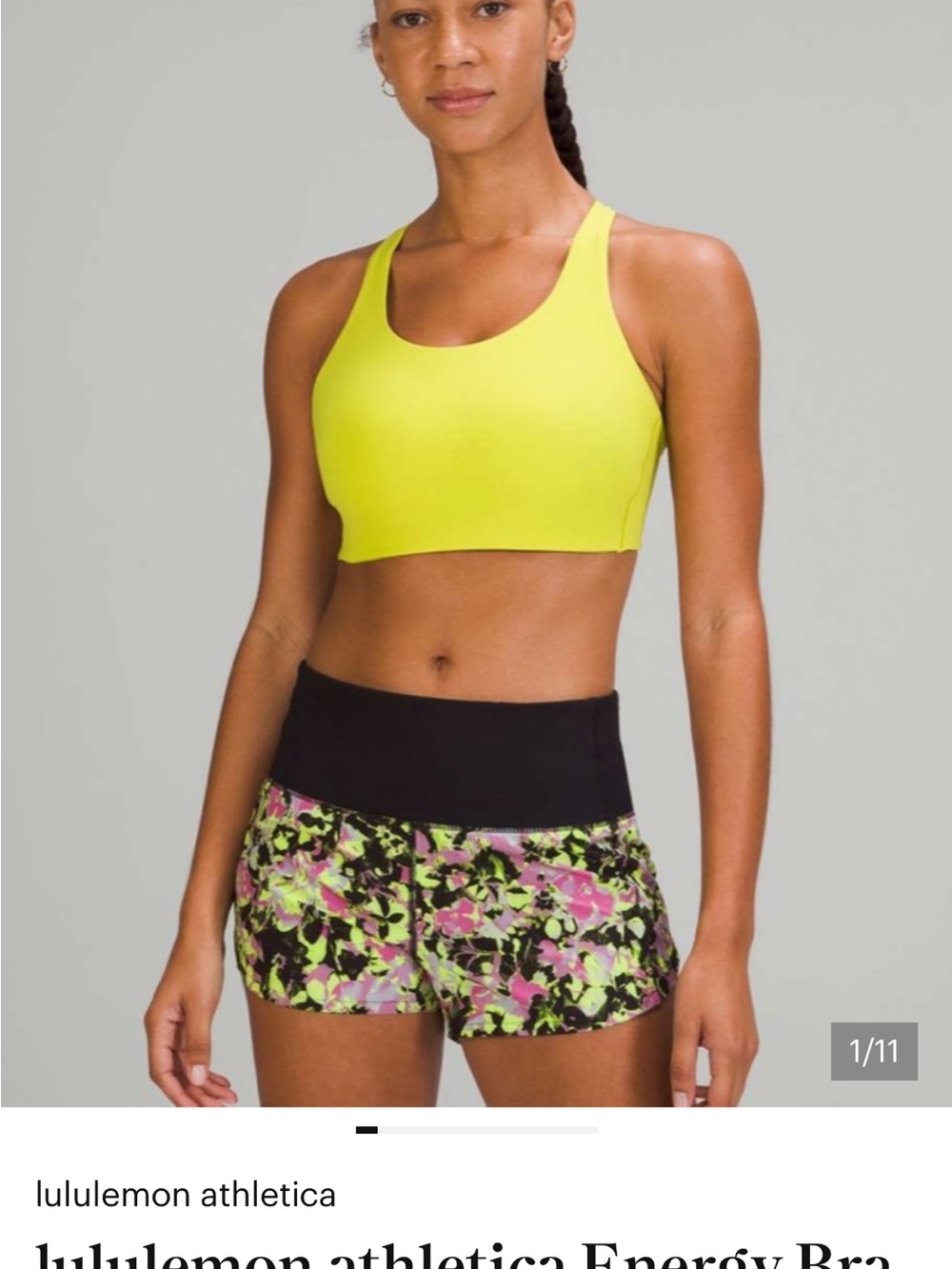 Lululemon Energy Bra in Neon Yellow 38D